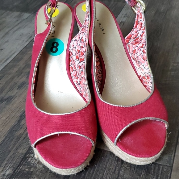 Tahari Barb Peep-Toe Canvas Heeled Espadrilles - Picture 2 of 9